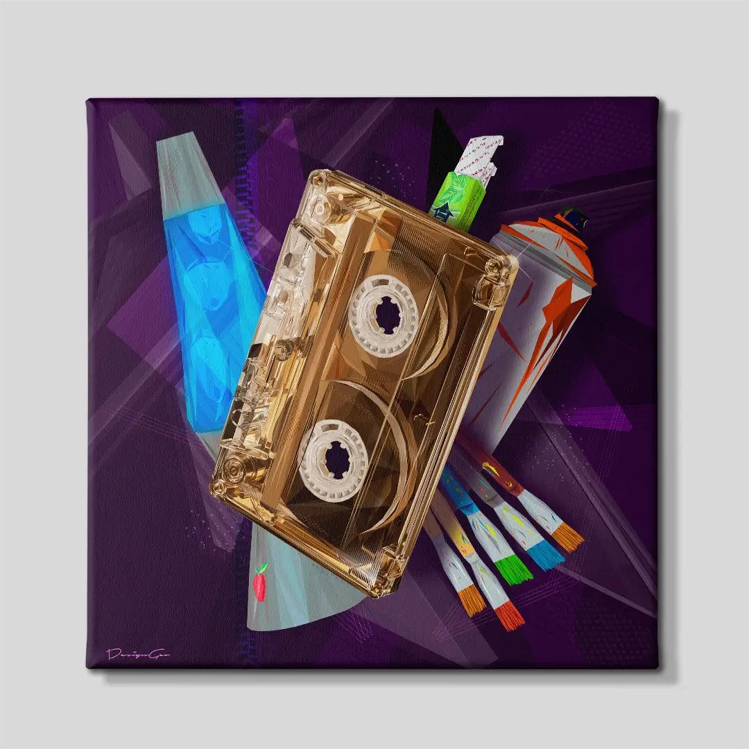 Retro Cassette & Lava Lamp 80s Nostalgia Canvas Wall Art | DesignGeo