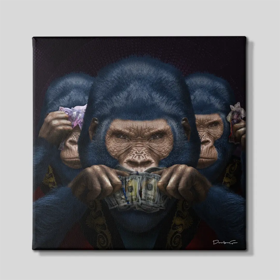 3 Wise Apes Canvas Wall Art