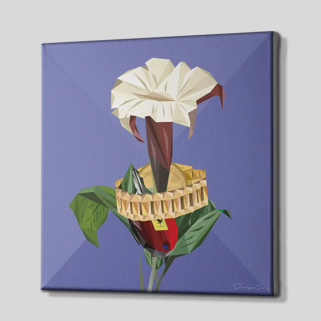 Side angle of the luxury floral inspiration canvas print, highlighting the high-quality gallery wrap finish and the professional 3D frame depth