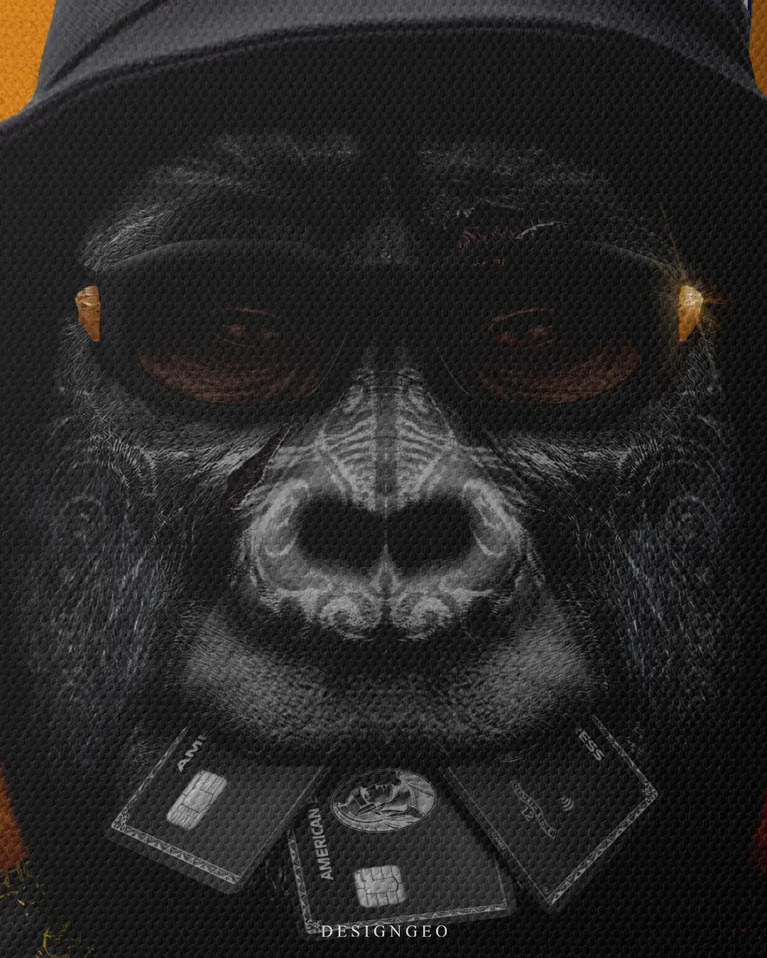 Artistic canvas illustration of a dominant alpha gorilla boss, symbolizing power, street authority, and financial success with a modern Pop-Art and Street-Art aesthetic