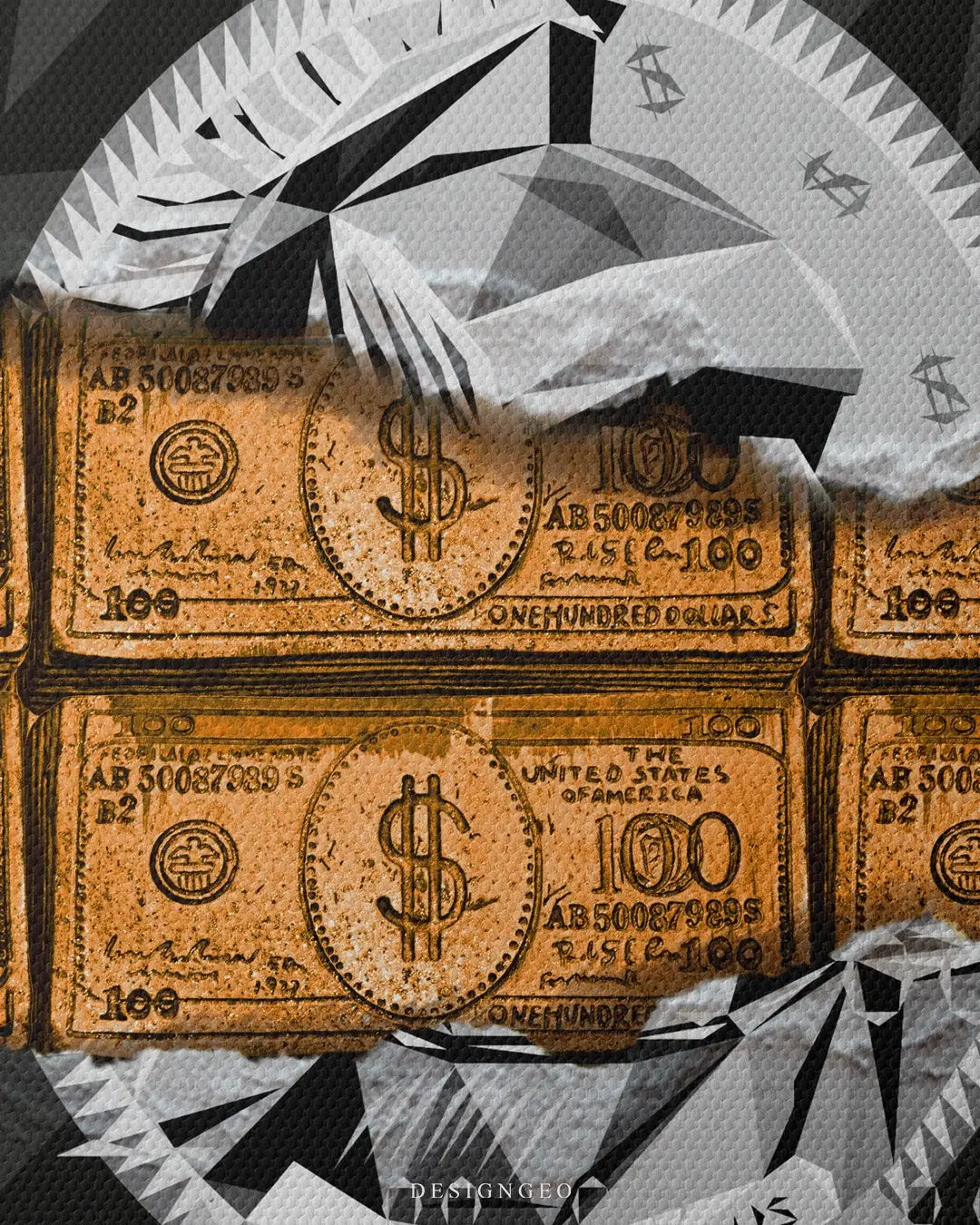 Artistic canvas illustration of a credit card cracking to reveal pure gold bullion, symbolizing financial freedom and the transition from debt to wealth