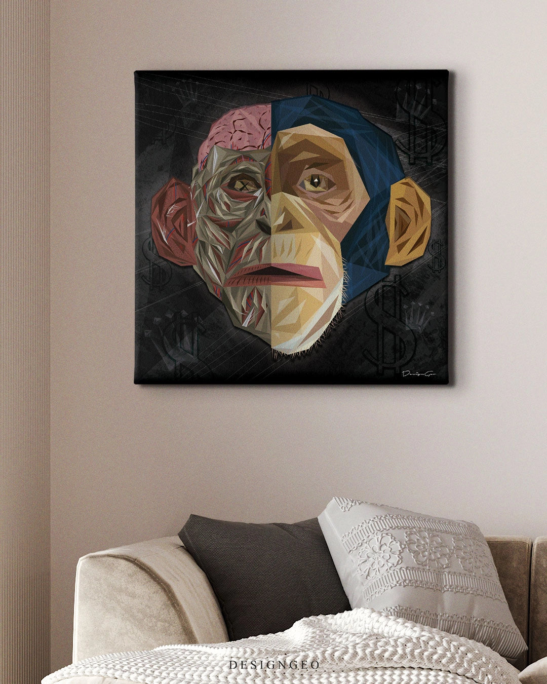 Anatomy Monkey Art Square Canvas Print by DesignGeo