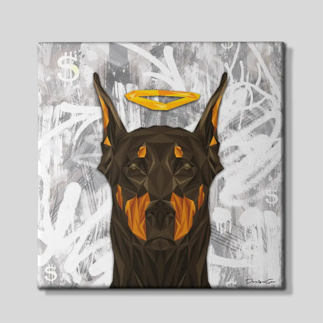 Angel Doberman Canvas Wall Art