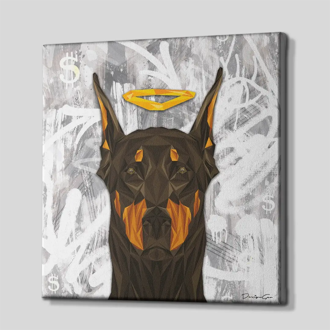 Angel Doberman Canvas Wall Art
