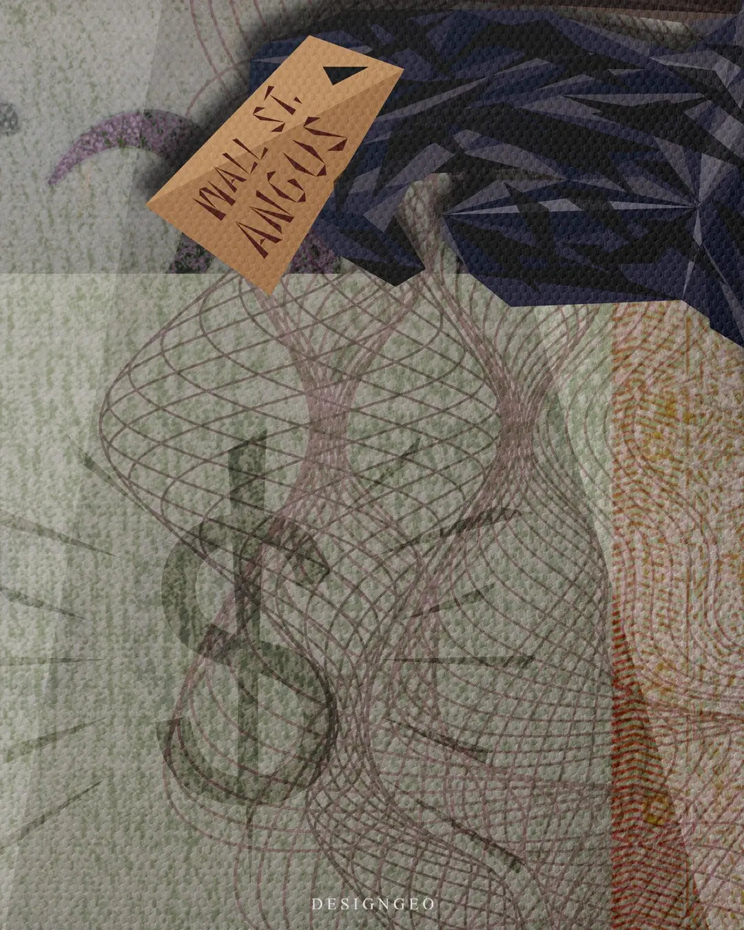 Artistic canvas illustration of a black bull head on a money background, symbolizing financial growth and a dominant bull market mindset