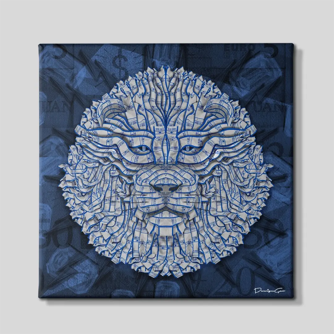 Banking Lion Canvas Wall Art