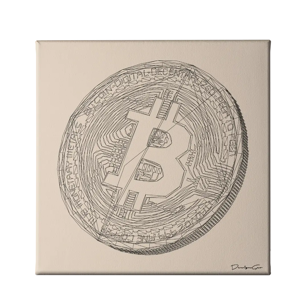 Bitcoin Coin Outline Canvas Wall Art