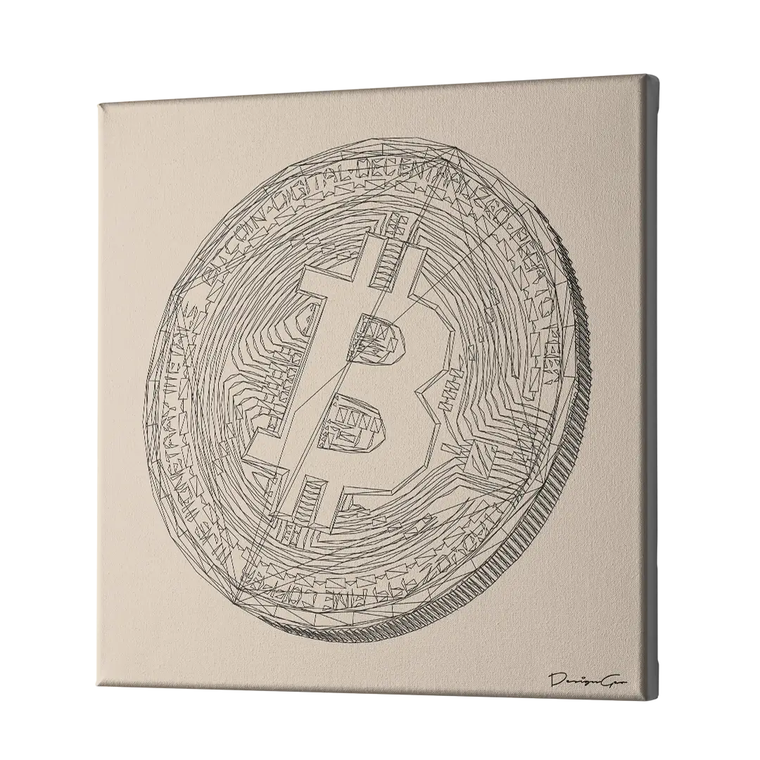 Bitcoin Coin Outline Canvas Wall Art