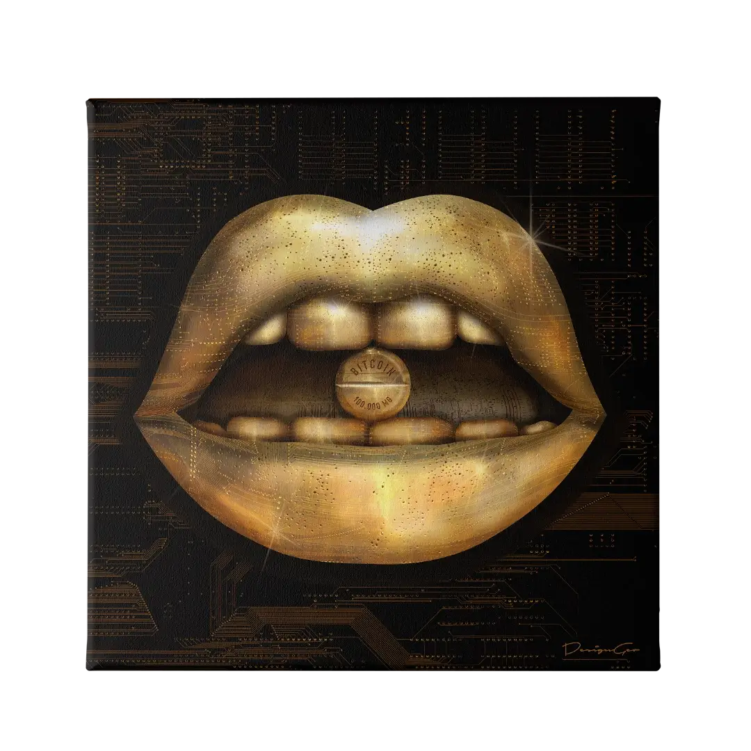 Bitcoin Lips Canvas Wall Art