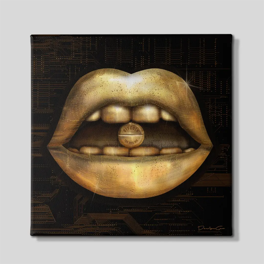 Bitcoin Lips Canvas Wall Art
