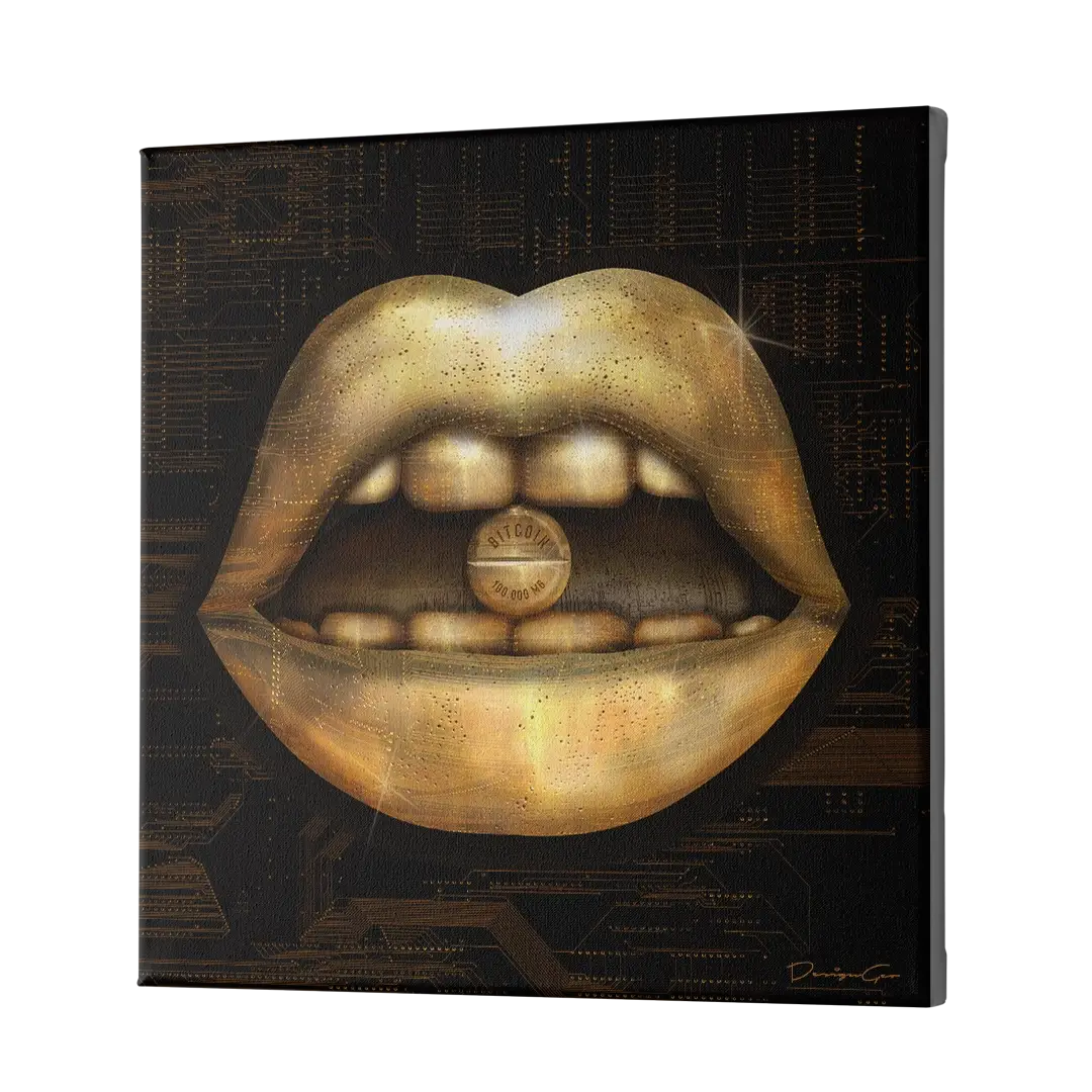 Bitcoin Lips Canvas Wall Art