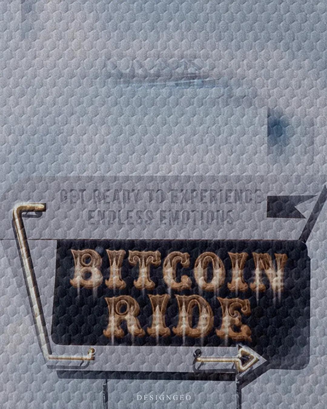 Artistic canvas illustration of a Bitcoin-shaped roller coaster, symbolizing the thrilling journey and volatility of the cryptocurrency market in a modern surrealist style
