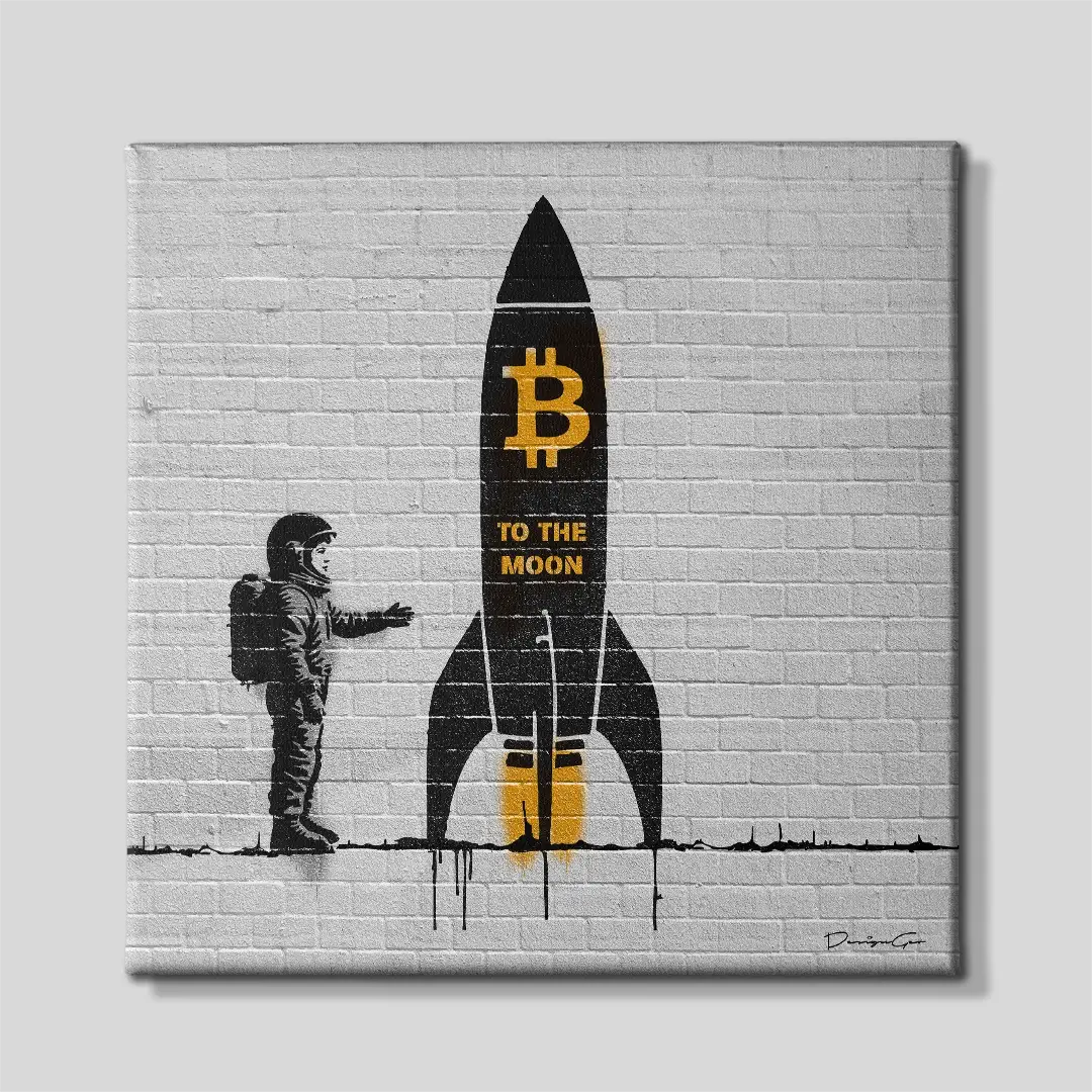 Bitcoin To The Moon Canvas Wall Art