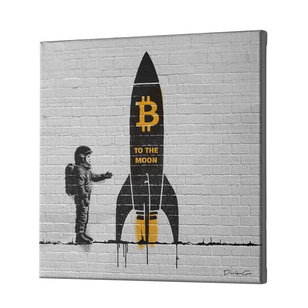 Bitcoin To The Moon Canvas Wall Art