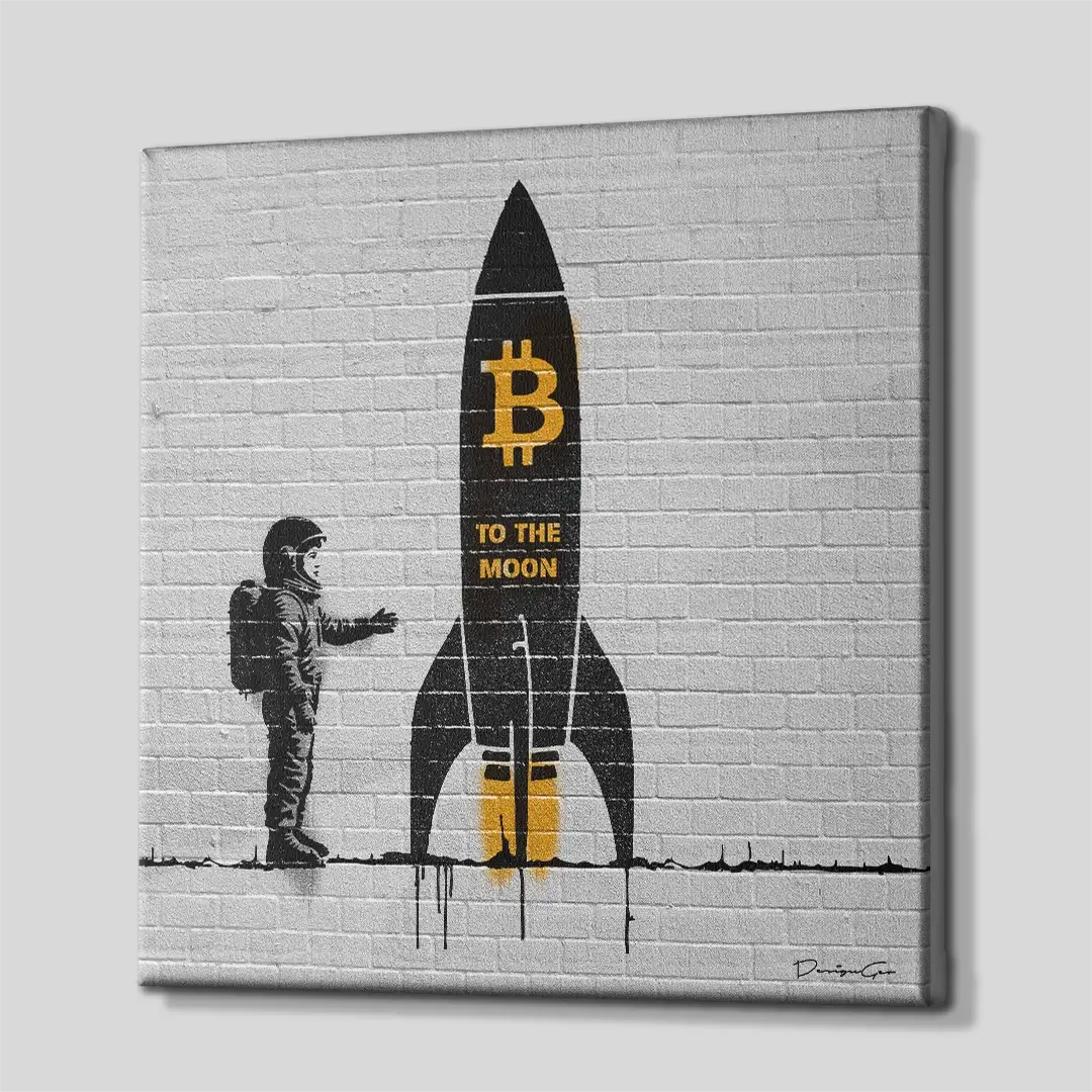 Bitcoin To The Moon Canvas Wall Art