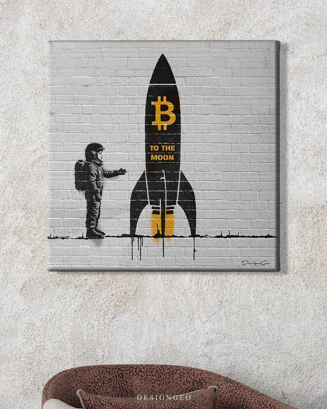 Bitcoin To The Moon Canvas Wall Art