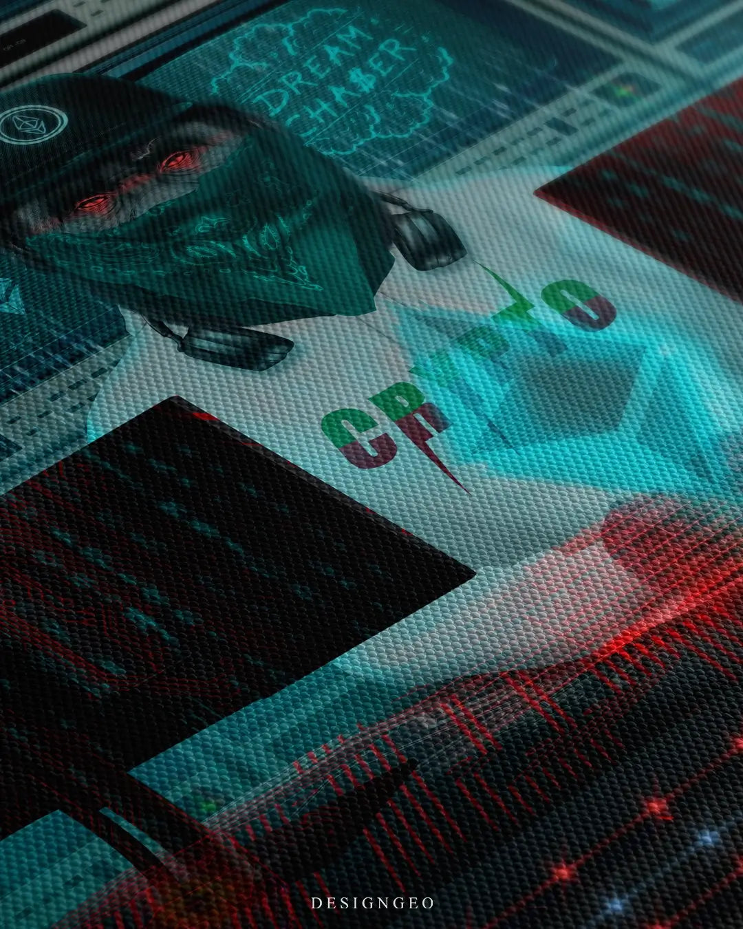 Close-up of canvas wall art edge showing stretched canvas fabric