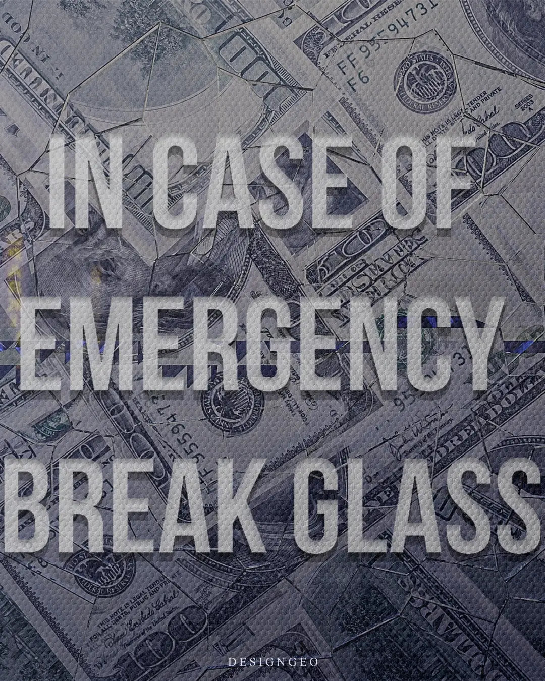 Artistic canvas illustration of stacks of cash protected by glass, symbolizing financial security and the emergency fund mindset for entrepreneurs