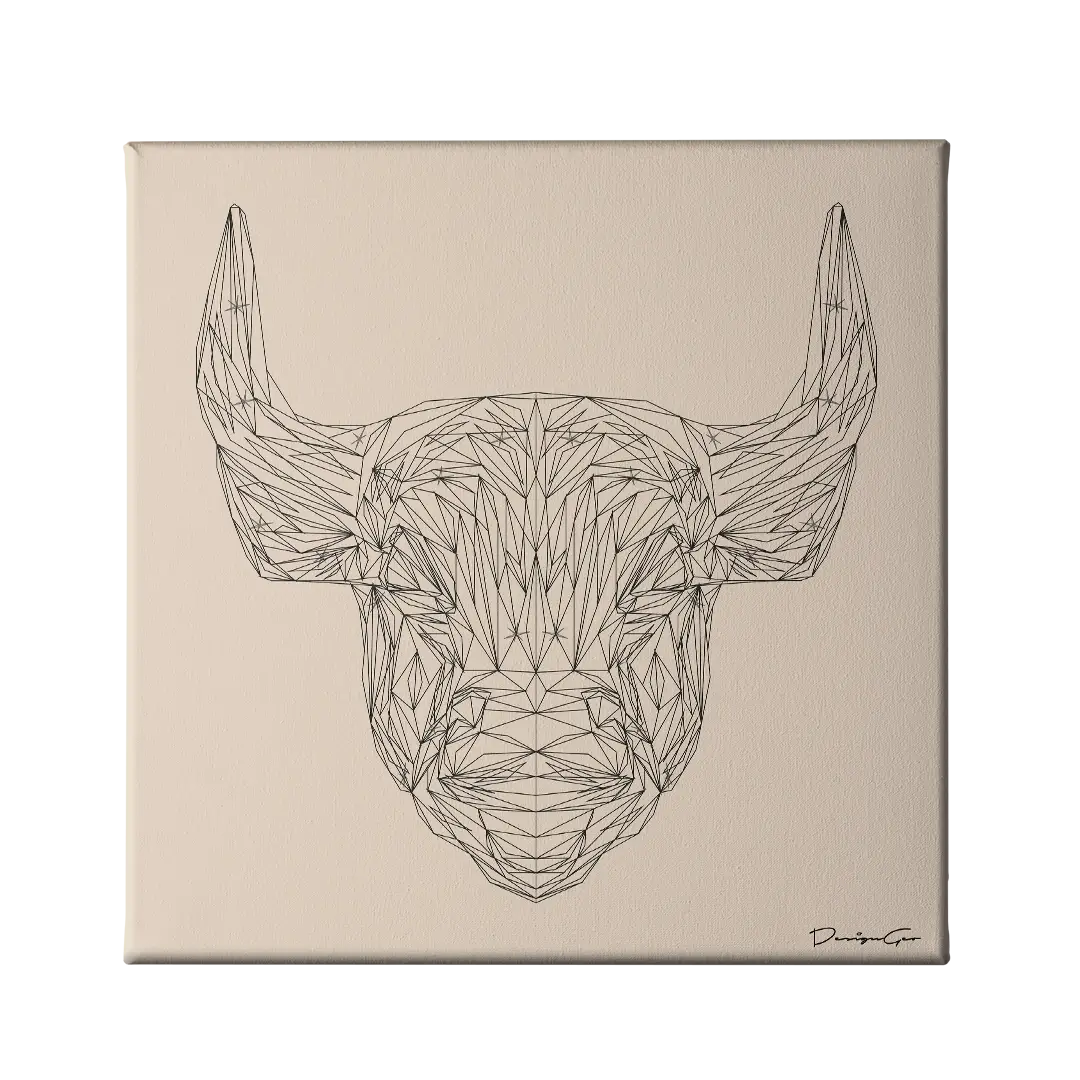 Bull Head Outline Canvas Wall Art