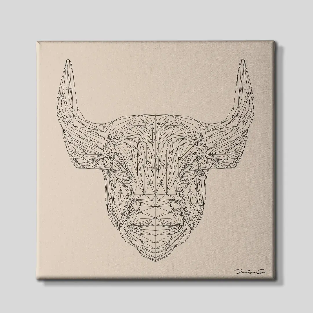 Bull Head Outline Canvas Wall Art