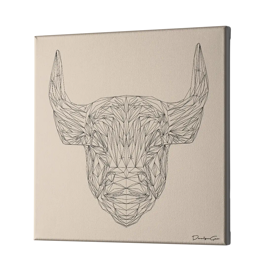 Bull Head Outline Canvas Wall Art