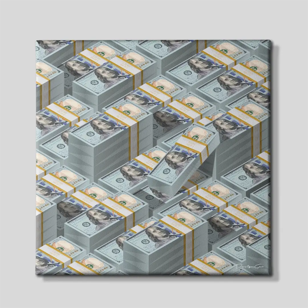 Bundles of Dollars Canvas Wall Art