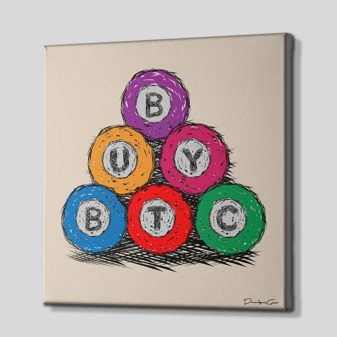 Side angle of the Bitcoin motivation canvas print, highlighting the high-quality gallery wrap finish and the professional 3D frame depth