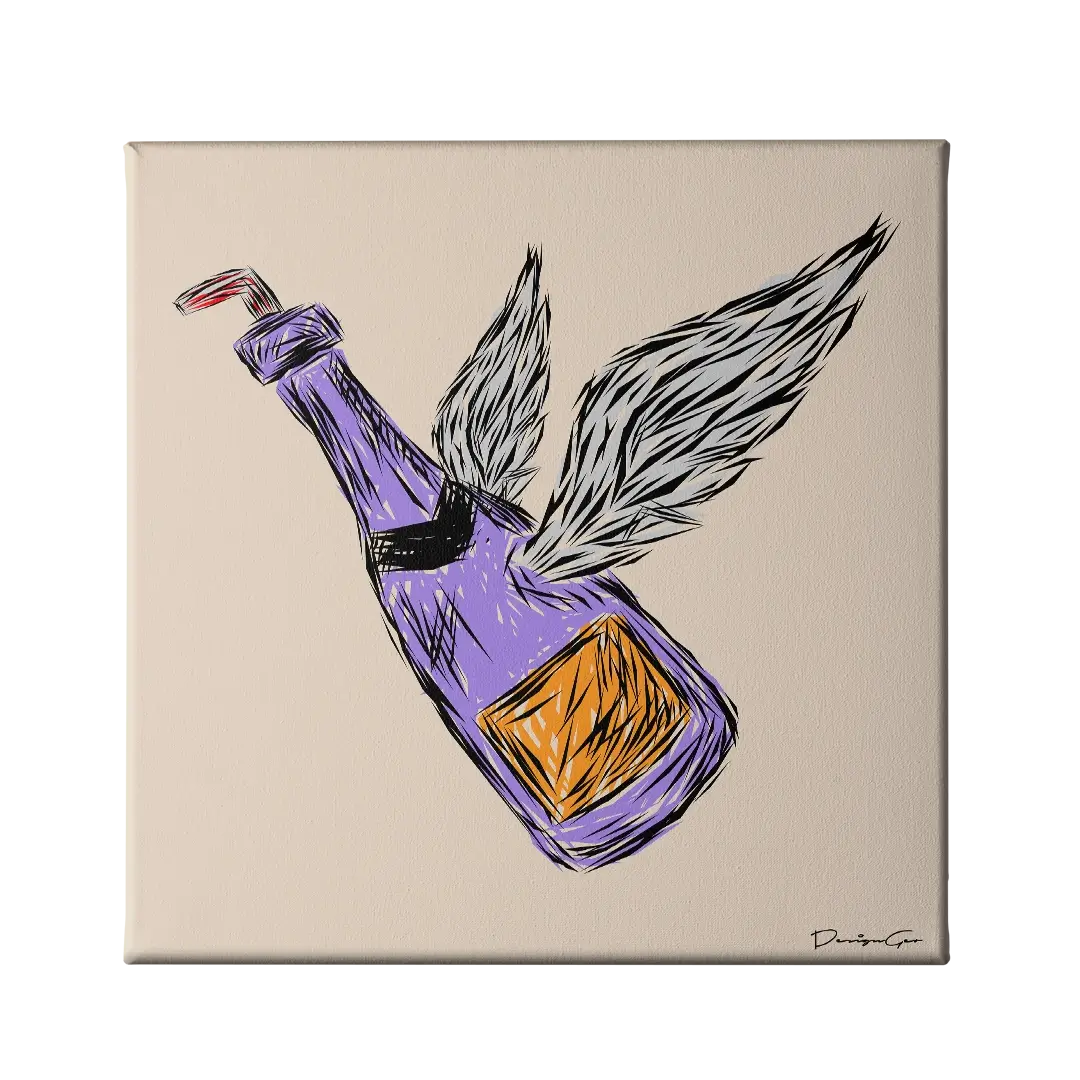 Champagne Therapy Outline Canvas Wall Art