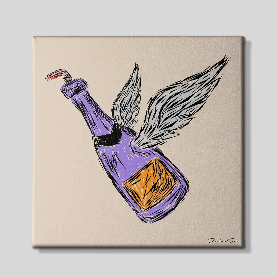 Champagne Therapy Outline Canvas Wall Art