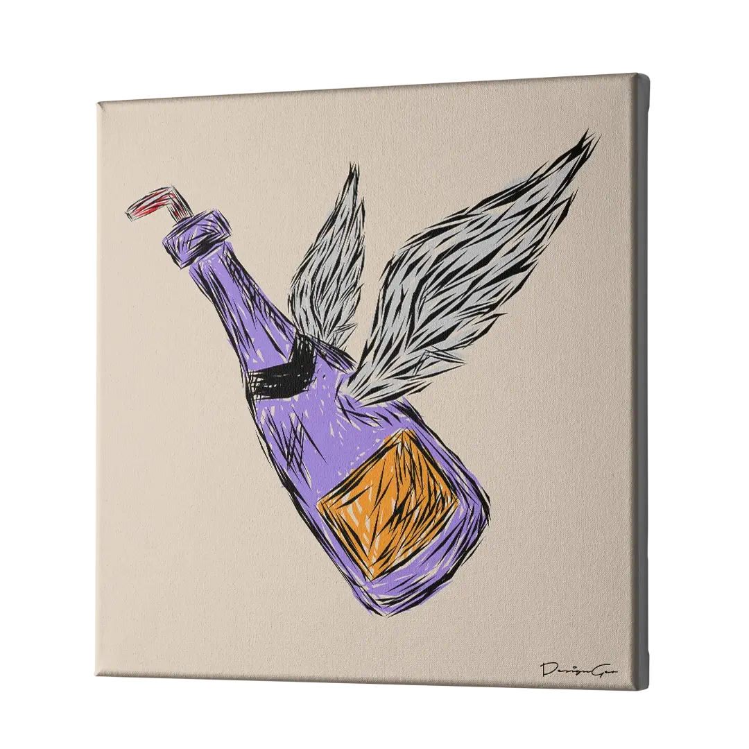 Champagne Therapy Outline Canvas Wall Art