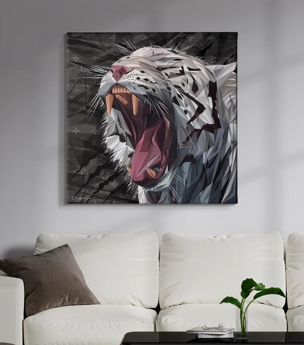 contemporary canvas wall art displayed in a modern interior