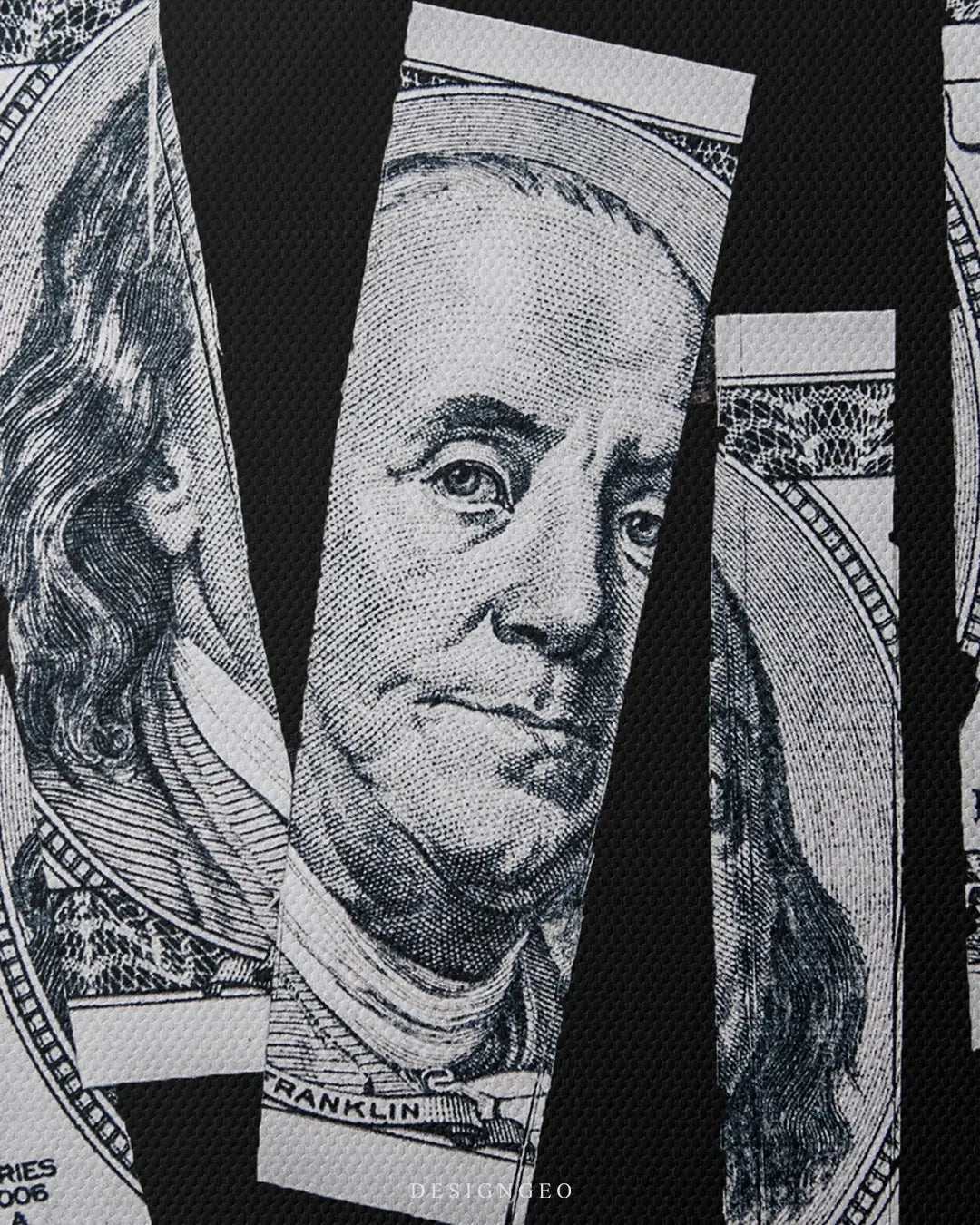 Artistic canvas illustration of a fragmented dollar bill, symbolizing financial challenges, recovery, and the strategic mindset of successful investors
