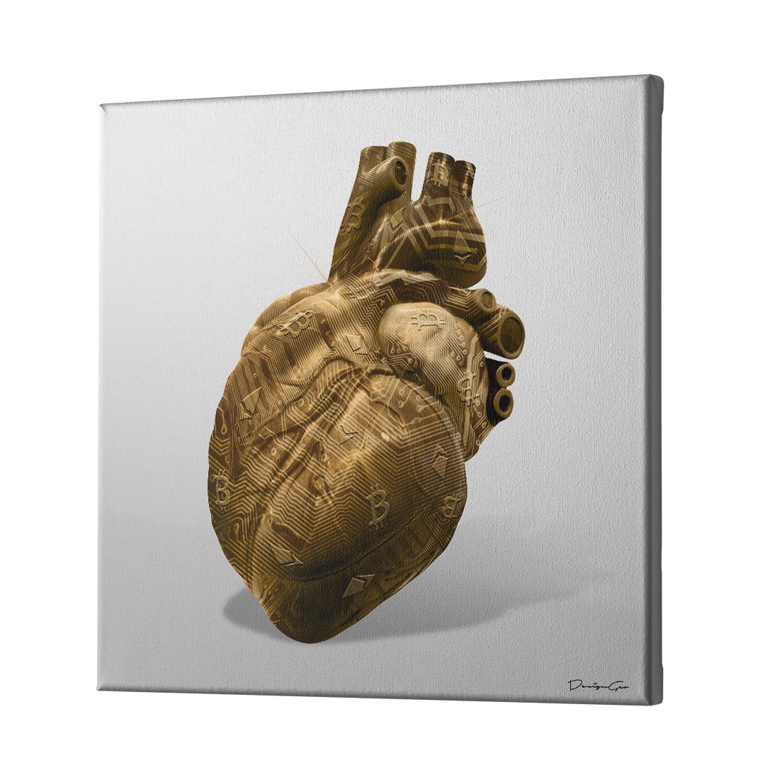 Crypto Heart Art Square Canvas Print by DesignGeo