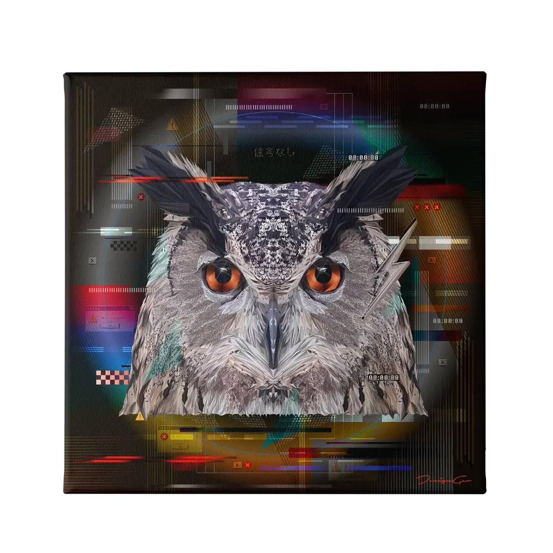 Cyber Owl Canvas Wall Art