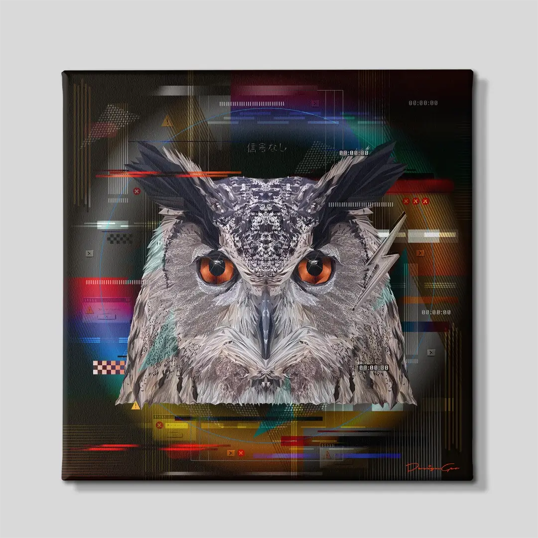 Cyber Owl Canvas Wall Art