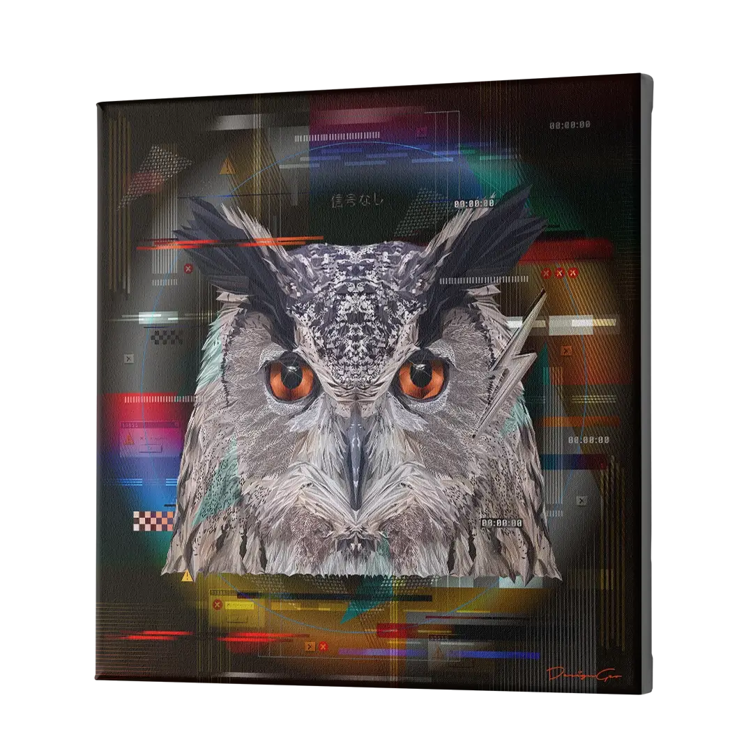 Cyber Owl Canvas Wall Art