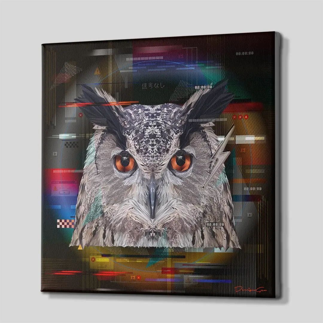Cyber Owl Canvas Wall Art