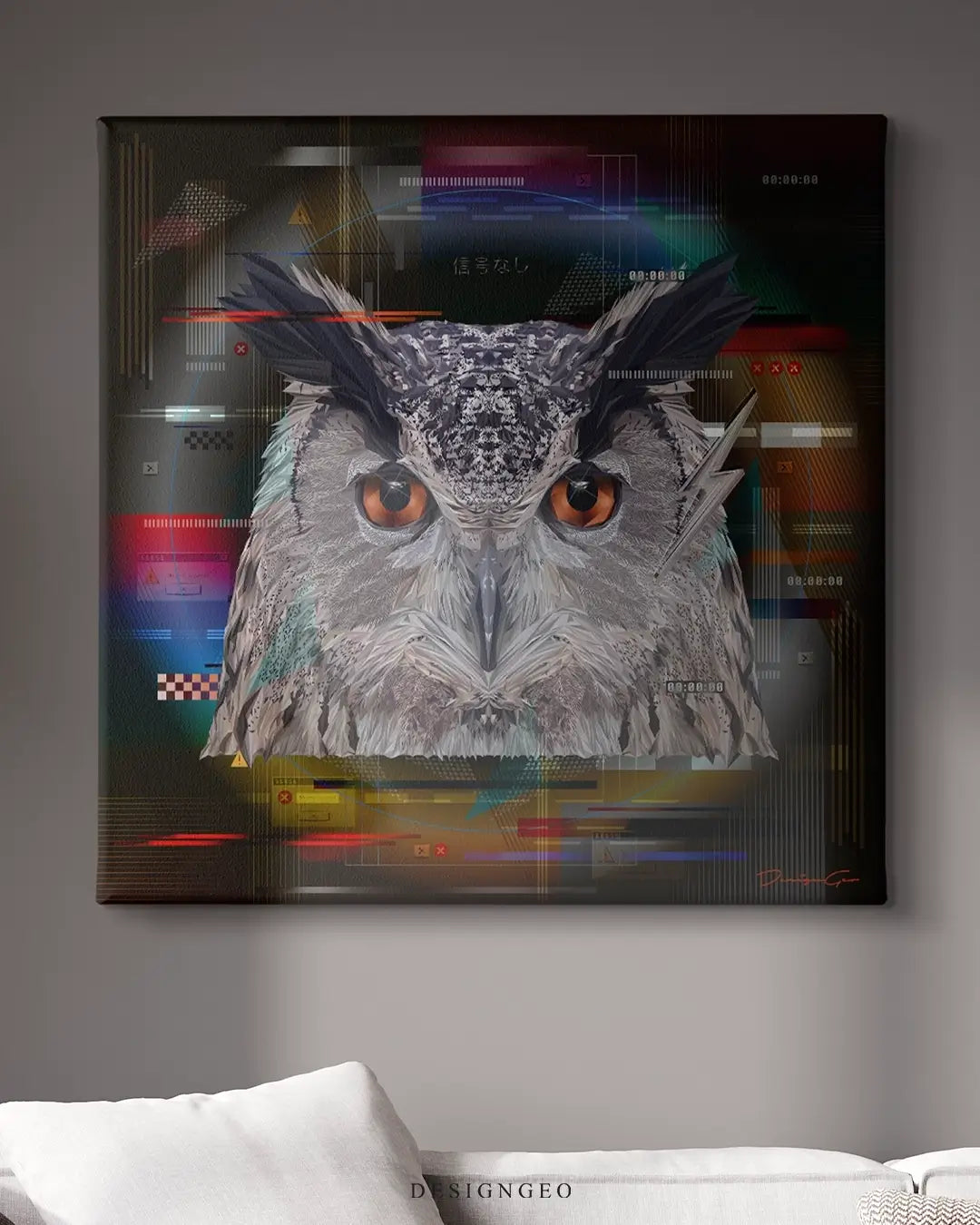Cyber Owl Canvas Wall Art