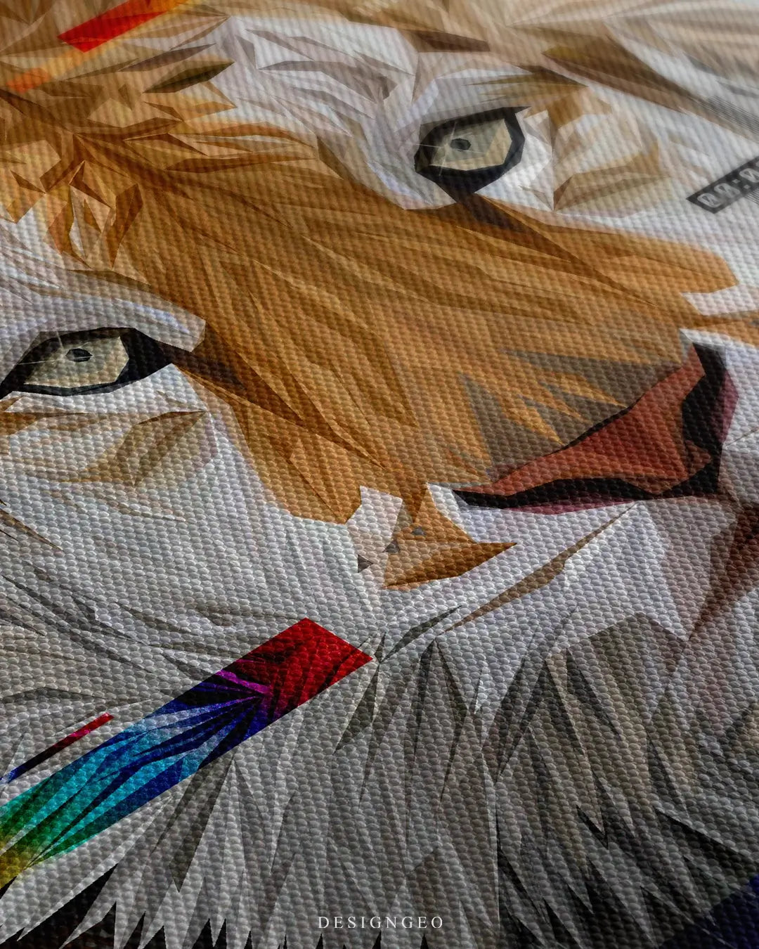 Close-up of modern motivational wall art featuring a futuristic tiger portrait with red neon glitch effects and digital patterns on a dark night background