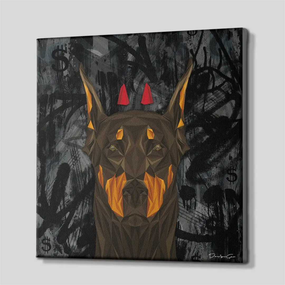 Devil Doberman Canvas Wall Art