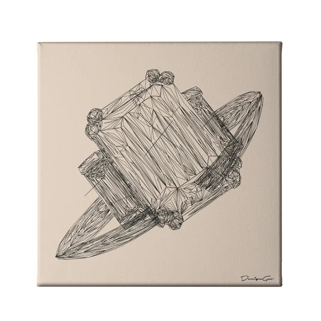 Diamond Ring Outline Canvas Wall Art