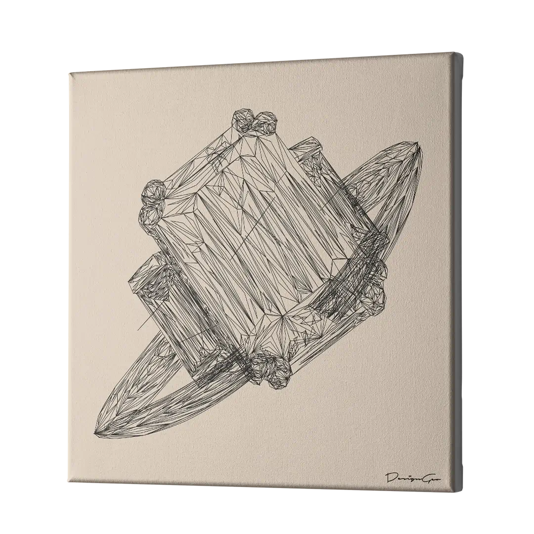 Diamond Ring Outline Canvas Wall Art