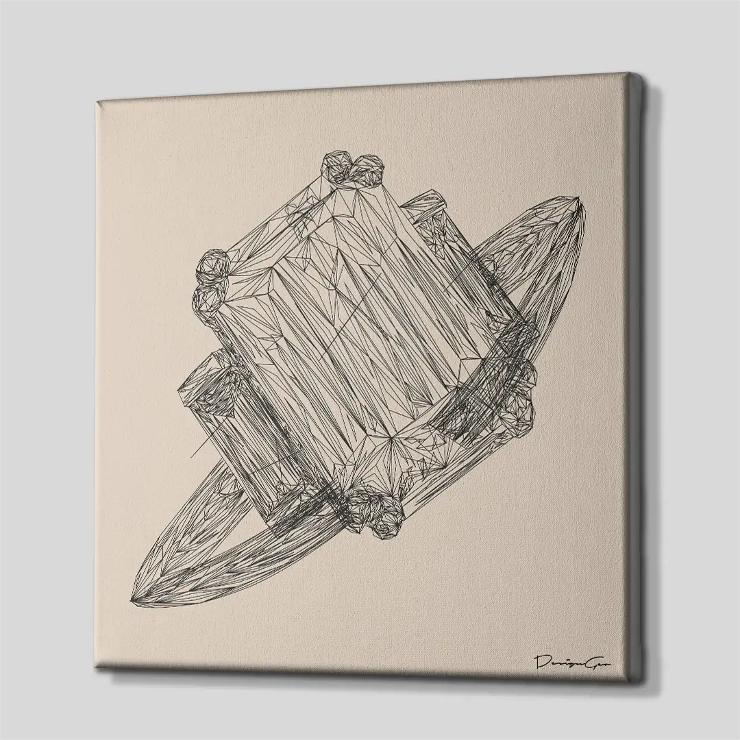 Diamond Ring Outline Canvas Wall Art