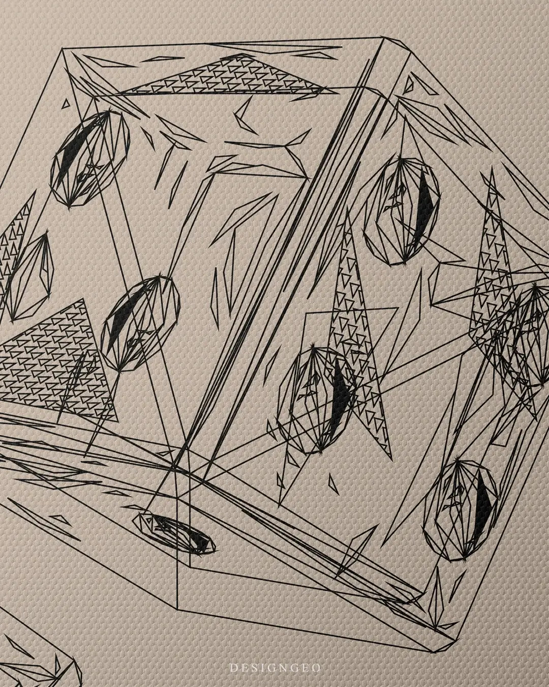 Artistic canvas illustration of minimalist dice outlines, symbolizing luck, strategy, and modern abstract design in a sophisticated aesthetic