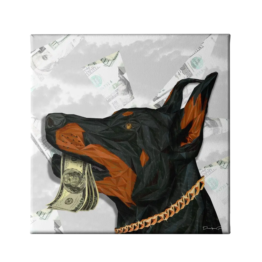 Dollar Doberman Canvas Wall Art