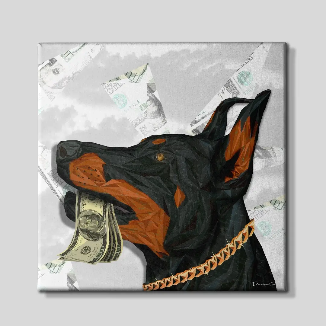 Dollar Doberman Canvas Wall Art