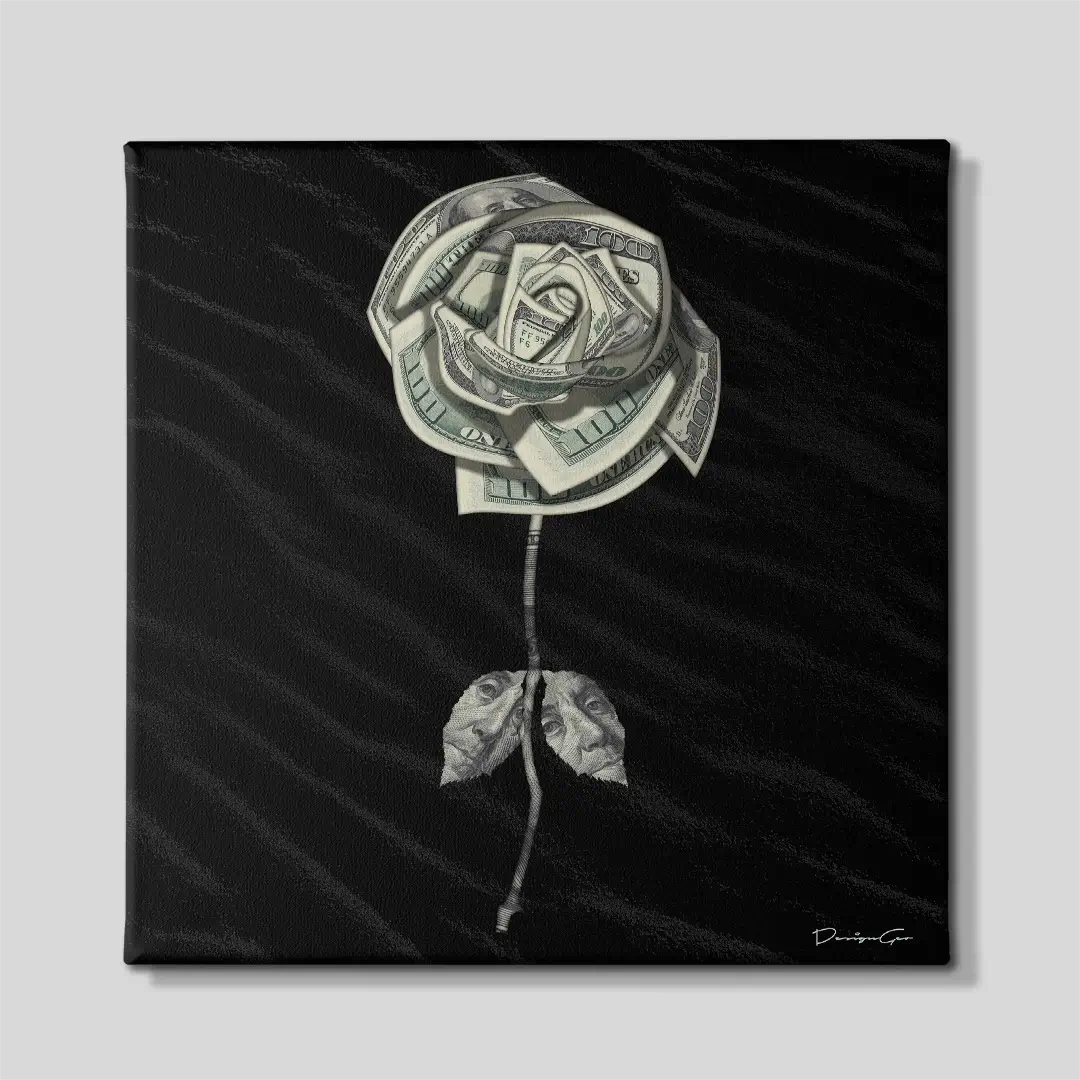 Dollar Rose Canvas Wall Art