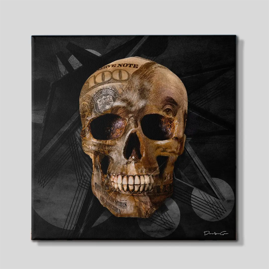 Dollar Skull Canvas Wall Art