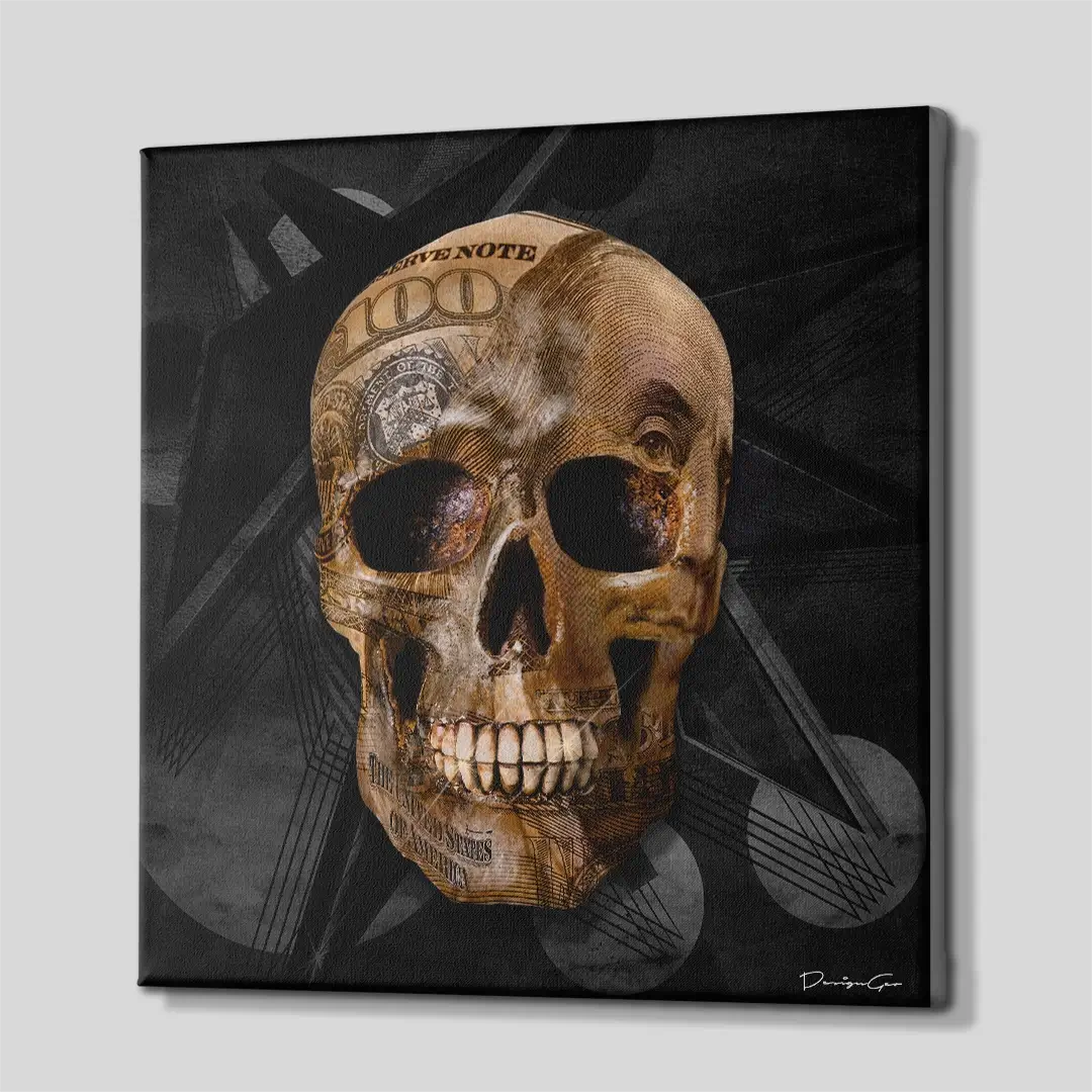 Dollar Skull Canvas Wall Art