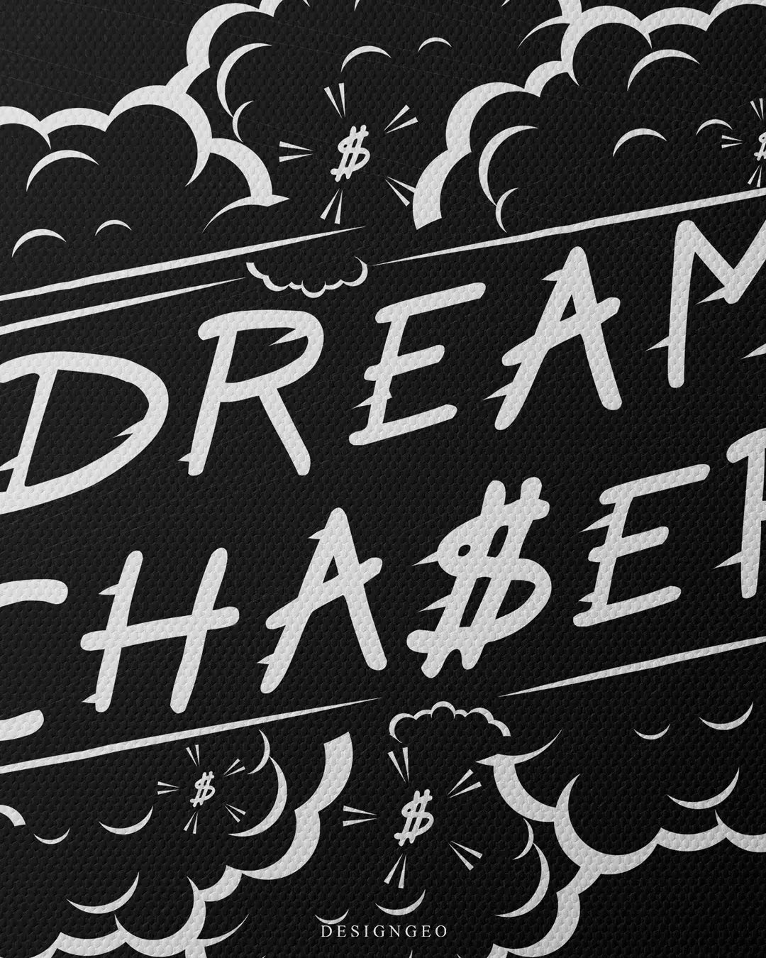 Artistic canvas illustration of an inspirational entrepreneur phrase, symbolizing focus, ambition, and the journey toward professional achievement